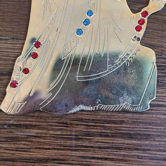 Vtg 1992 Gloria Duchin gold brass 3 Wise Men ornament with rhinestones - Picture 3 of 5